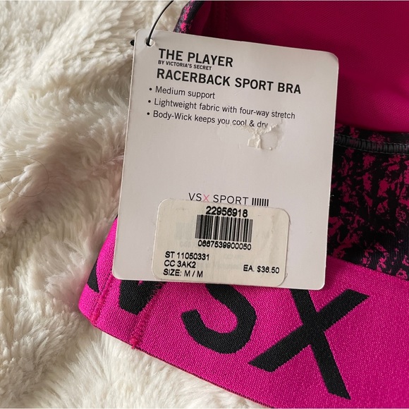 Victoria Secret Pink and Black Sport Bra NWT Size Medium - Picture 2 of 4